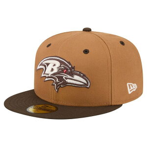 �j���[�G�� ���f�B�[�X �A�N�Z�T���[ �X�q Men's New Era Light Brown/Dark Brown Baltimore Ravens Two-Tone Walnut 59FIFTY Fitted Hat Rav Lt Bro �u���E��