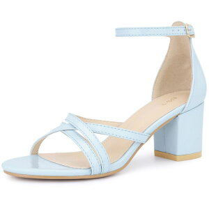 �A���O�� �P�[ ���f�B�[�X �V���[�Y �p���v�X �T���_�� �A���N�� �q�[�� ALLEGRA K Women's Chunky Heel Ankle Strap Round Toe Sandals Light Blue �u���[