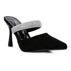 �����h�����O ���f�B�[�X �V���[�Y �p���v�X �q�[�� London Rag Fauci Women's Embellished-Strap Heeled Mules Black �u���b�N