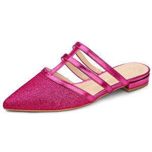 �A���O�� �P�[ ���f�B�[�X �V���[�Y �T���_�� ALLEGRA K Women's Glitter Pointed Toe Flats Mules Hot Pink �s���N