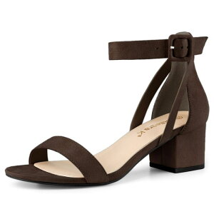 �A���O�� �P�[ ���f�B�[�X �V���[�Y �p���v�X �T���_�� �A���N�� �q�[�� ALLEGRA K Women's Ankle Strap Block Low Heel Sandals with Open Toe and Adjustable Buckle Coffee �R�[�q�[