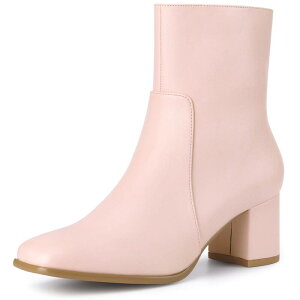 �A���O�� �P�[ ���f�B�[�X �V���[�Y �u�[�c�E���C���u�[�c �A���N�� �q�[�� ALLEGRA K Women'square Toe Side Zip Block Heel Ankle Boots Pink �s���N