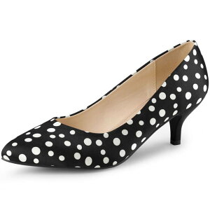 �A���O�� �P�[ ���f�B�[�X �V���[�Y �p���v�X �h�b�g �q�[�� ALLEGRA K Women's Pointed Toe Polka Dots Kitten Heels Pumps Black �u���b�N