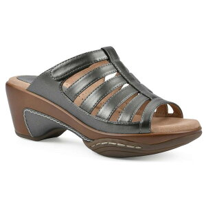 �z���C�g�}�E���e�� ���f�B�[�X �V���[�Y �T���_�� White Mountain Valencia Women'slip-On Clog Sandals Pewter Metallic �s���[�^�[