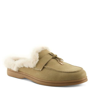 �X�v�����O�X�e�b�v ���f�B�[�X �V���[�Y �T���_�� Spring Step Gistel Women's Faux Fur Lining Slip-On Mules Beige Suede �x�[�W��