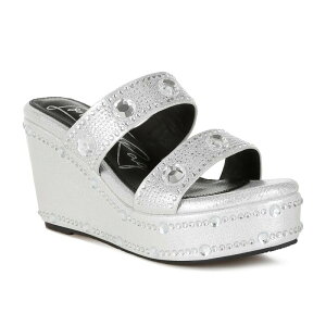 �����h�����O ���f�B�[�X �V���[�Y �p���v�X �T���_�� London Rag Iki Diki Women's Rhinestone Wedge Sandalsilver �V���o�[