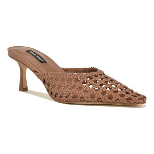�i�C���E�F�X�g ���f�B�[�X �V���[�Y �p���v�X �q�[�� Nine West Camenlawomen's Woven Tapered Heel Dress Mules Light Brown �u���E��