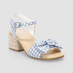 �\�m�} ���f�B�[�X �V���[�Y �T���_�� �M���K���`�F�b�N �M���K�� �q�[�� Sonoma Goods For Life Kids Gingham Bow Block Heel Sandals Blue �u���[