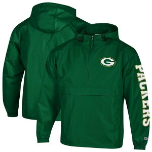 �`�����s�I�� ���f�B�[�X �g�b�v�X T�V���c �W���P�b�g Men's Champion Green Bay Packers Packable Windbreaker Half-Zip Jacket Pkr Green �O���[��