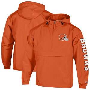 �`�����s�I�� ���f�B�[�X �g�b�v�X T�V���c �W���P�b�g Men's Champion Orange Cleveland Browns Packable Windbreaker Half-Zip Jacket Brn Orange �I�����W