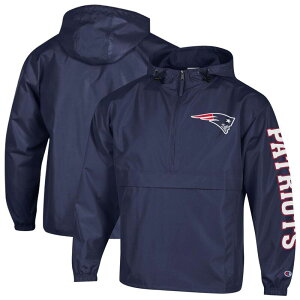 �`�����s�I�� ���f�B�[�X �g�b�v�X T�V���c �W���P�b�g Men's Championavy New England Patriots Packable Windbreaker Half-Zip Jacket Pat Navy �l�C�r�[
