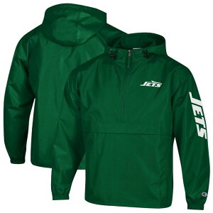 �`�����s�I�� ���f�B�[�X �g�b�v�X T�V���c �W���P�b�g Men's Champion Greenew York Jets Packable Windbreaker Half-Zip Jacket Jet Green �O���[��