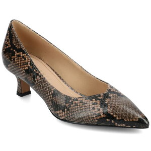 �W���[�j�[ ���f�B�[�X �V���[�Y �p���v�X �q�[�� Journee Pammie Medium and Wide Width Women'slip-On Kitten Heel Pumpsnake Brown �u���E��