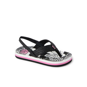 ���[�t ���f�B�[�X �V���[�Y �T���_�� REEF Little Ahi Kidslip-On Sandals Pink Black Floral �u���b�N