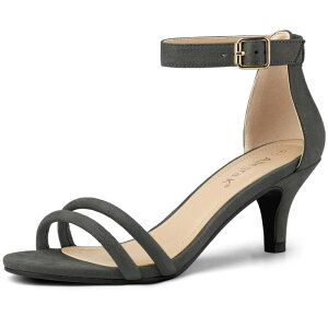�A���O�� �P�[ ���f�B�[�X �V���[�Y �p���v�X �T���_�� �A���N�� �q�[�� ALLEGRA K Women's Kitten Heel Ankle Strap Sandalshoes Gray �O���[