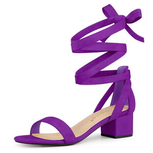 �A���O�� �P�[ ���f�B�[�X �V���[�Y �p���v�X �T���_�� ���[�X �q�[�� ALLEGRA K Women's Open Toe Block Heelace Up Heels Heel Sandals Purple �p�[�v��