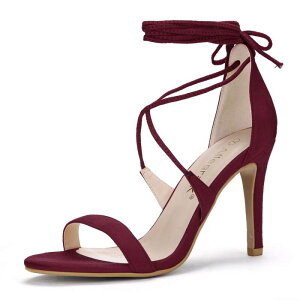 �A���O�� �P�[ ���f�B�[�X �V���[�Y �p���v�X �T���_�� ���[�X �q�[�� ALLEGRA K Women'stiletto Heelace-up Sandals Burgundy �o�[�K���f�B