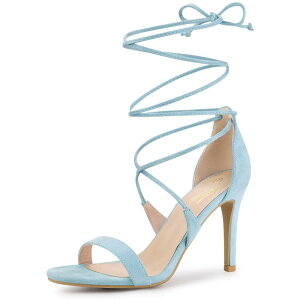 �A���O�� �P�[ ���f�B�[�X �V���[�Y �p���v�X �T���_�� ���[�X �q�[�� ALLEGRA K Women'stiletto Heelace-up Sandalsky Blue �u���[