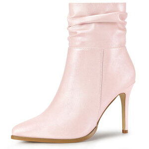 �A���O�� �P�[ ���f�B�[�X �V���[�Y �u�[�c�E���C���u�[�c �A���N�� �q�[�� ALLEGRA K Women'slouched Pointed Toe Stiletto Heels Ankle Boot Bling Pink �s���N