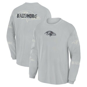 �t�@�i�e�B�N�X ���f�B�[�X �g�b�v�X T�V���c Men's Fanatics Gray Baltimore Ravens Oversized Type Play Long Sleeve T-Shirt Rav Grey �O���[