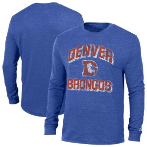 �`�����s�I�� ���f�B�[�X �g�b�v�X T�V���c Men's Champion Heatheroyal Denver Broncos Ultimate Tri-Blend Long Sleeve T-Shirt Den Blue �u���[