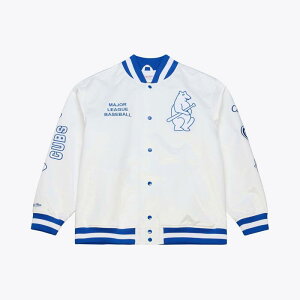 �~�b�`�F��&�l�X ���f�B�[�X �A�E�^�[ �W���P�b�g�E�u���]�� �T�e�� Men's Mitchell & Ness White Chicago Cubs Cooperstown Collection Arctic Lightweight Satin Full-Snap Jacket Cub White �z���C�g
