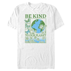 �A�j���L�����N�^�[ ���f�B�[�X �g�b�v�X T�V���c �O���t�B�b�N Licensed Character Men's Be Kind Tour Planet Graphic Tee White �z���C�g