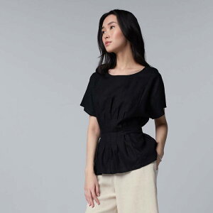 ���F���E�H�� ���f�B�[�X �g�b�v�X �V���c �u���E�X Women'simply Vera Wang Tie Waist Blouse Black �u���b�N