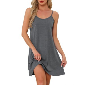 cheibear ���f�B�[�X �A���_�[�E�F�A �i�C�g�E�F�A �m�[�X���[�u cheibear Womens Nightgown Sleevelessleepwear Spaghetti Strap Cross Back Nightwear Melange Grey �O���[