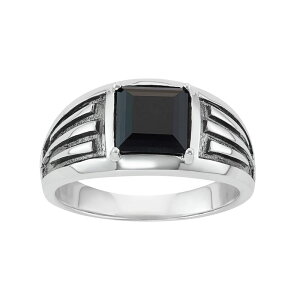 �A���u�����f�b�h ���f�B�[�X �A�N�Z�T���[ �����O Unbranded Men's Two Tone Sterling Silver Square Onyx Ring Black �u���b�N
