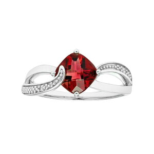 �A���u�����f�b�h ���f�B�[�X �A�N�Z�T���[ �����O UNBRANDED Sterling Silver Garnet & Diamond Accent Cushion Bypass Ring Red ���b�h