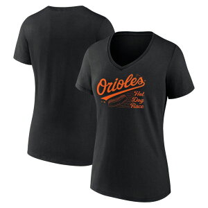 �y���������z �t�@�i�e�B�N�X ���f�B�[�X T�V���c �g�b�v�X Women's Fanatics Black Baltimore Orioles Hot Dog Race V-Neck T-Shirt Orl Black