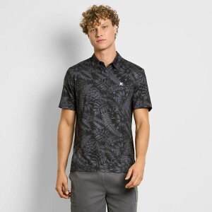 �n�[���[ ���f�B�[�X �g�b�v�X T�V���c �|���V���c �v�����g �W���[�W�[ Men's Hurley Printed Jersey Polo Black �u���b�N