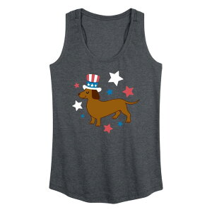 �A�j���L�����N�^�[ ���f�B�[�X �g�b�v�X T�V���c �O���t�B�b�N Licensed Character Women's Patriotic Dachshund Graphic Racerback Tank Top Heather Charcoal �`���R�[��
