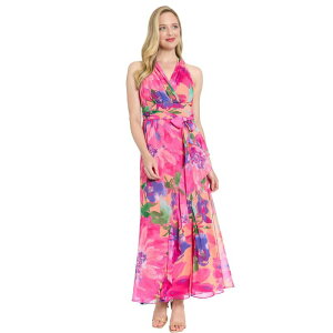 �����h���^�C���X ���f�B�[�X �g�b�v�X �����s�[�X �}�L�V �z���^�[ Women's London Timesash Belt Halter Maxi Dress Peach Pink �s���N