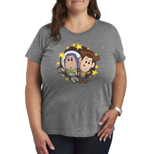 �f�B�Y�j�[ �s�N�T�[ ���f�B�[�X �g�b�v�X T�V���c �v���X�T�C�Y �O���t�B�b�N Plusize Disney / Pixar's Toy Story Buzz & Woody Graphic Tee Heather Gray �O���[