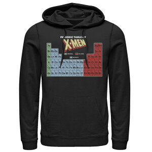 yz CZX LN^[ Y TVc gbvX Men's Marvel Periodic Table Of X-Men Elements Colorful Hoodie Black
