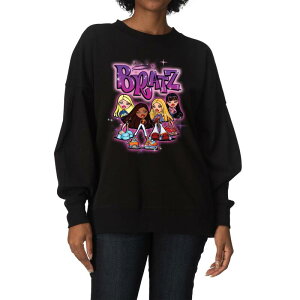 �A�j���L�����N�^�[ ���f�B�[�X �g�b�v�X T�V���c �X�E�F�b�g �t���[�X Licensed Character Women's Bratz Doll Group Oversized Fleece Crew Sweatshirt Black �u���b�N