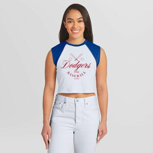 �E�F�A �o�C �G���� �A���h���[�Y ���f�B�[�X �g�b�v�X T�V���c �N���b�v�h Women's WEAR by Erin Andrews White Los Angeles Dodgers Cooperstown Cropped Raglan Tank Top Lad White �z���C�g