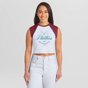 �E�F�A �o�C �G���� �A���h���[�Y ���f�B�[�X �g�b�v�X T�V���c �N���b�v�h Women's WEAR by Erin Andrews White Philadelphia Phillies Cooperstown Cropped Raglan Tank Tophl White �z���C�g