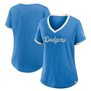 �t�@�i�e�B�N�X ���f�B�[�X �g�b�v�X T�V���c V�l�b�N ���B���e�[�W Women's Fanatics Royalos Angeles Dodgers Cooperstown Collection Vintage Play V-Neck T-Shirt Lad Blue �u���[