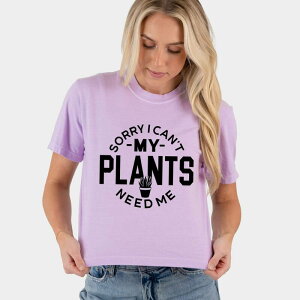 Simply Sage Market ���f�B�[�X �g�b�v�X T�V���c �O���t�B�b�N Simply Sage Market My Plants Need Me - Women's Boxy Crop Top Graphic T-Shirt Orchid