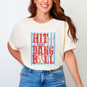 Simply Sage Market ���f�B�[�X �g�b�v�X T�V���c �O���t�B�b�N Simply Sage Market Hithe Dang Ball Stripes - Women's Garment Dyed Graphic T-Shirt Ivory �A�C�{���[