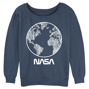 �A�j���L�����N�^�[ ���f�B�[�X �g�b�v�X T�V���c �p�C�� Licensed Character Juniors' NASA World Long Sleeve Slouchy Terry Pullover Blue Heather �w�U�[