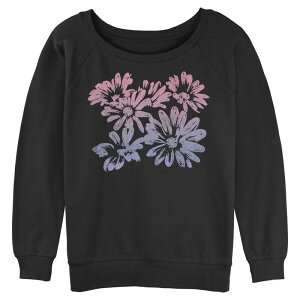 �A�j���L�����N�^�[ ���f�B�[�X �g�b�v�X T�V���c �p�C�� Licensed Character Juniors' SO Gradient Daisies Long Sleeve Slouchy Terry Pullover Black �u���b�N