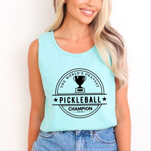 Simply Sage Market ���f�B�[�X �g�b�v�X T�V���c �O���t�B�b�N Simply Sage Markethe World's Okayest Pickleball Champ - Women's Garment Dyed Graphic Tank Top Chalky Mint �~���g