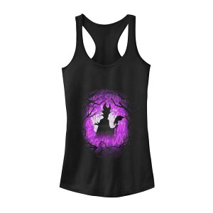 �y���������z �f�B�Y�j�[ ���f�B�[�X T�V���c �g�b�v�X Juniors' Disney's Sleeping Beauty Maleficent Purple Hue Silhouette Tank Top Black