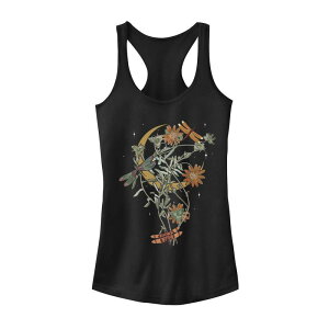 �A���u�����f�b�h ���f�B�[�X �g�b�v�X T�V���c �t�����[�� �t�����[ �O���t�B�b�N Unbranded Juniors' Dragonfly Fall Floral Graphic Tank Top Black �u���b�N