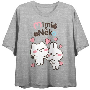 �A�j���L�����N�^�[ ���f�B�[�X �g�b�v�X T�V���c �O���t�B�b�N Licensed Character Juniors' MiMi and Neko Happy Characters withearts Graphic Tee Gray �O���[
