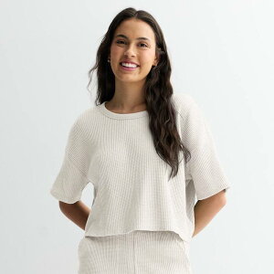 �G�X�I�[ ���f�B�[�X �g�b�v�X T�V���c Juniors' SO Waffle Scoop Neck Tee Coconut Heather �w�U�[